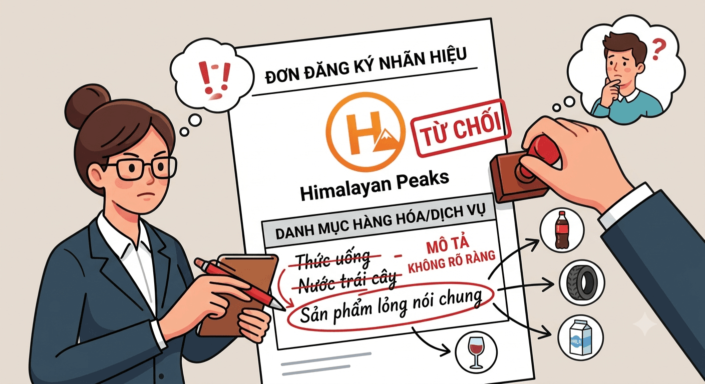 Đơn đăng ký nhãn hiệu bị từ chối vì mô tả hàng hóa, dịch vụ không đúng
